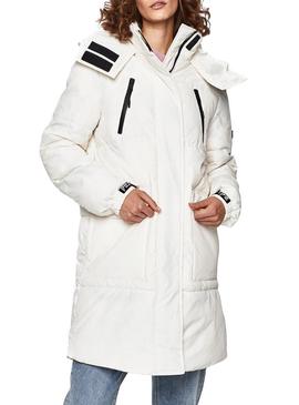 Abrigo Pepe Jeans Natt Acolchado Blanco Para Mujer