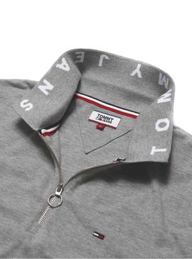 Polo Tommy Jeans Logo collar Gris Mujer