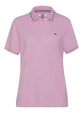 Polo Tommy Jeans Clasico Rosa Mujer