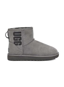 Botas UGG Classic Mini Rubber Logo Gris Mujer