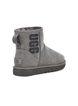 Botas UGG Classic Mini Rubber Logo Gris Mujer