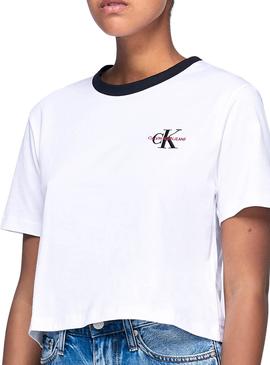 Camiseta Calvin Klein Monogram Embroidery Blanco 
