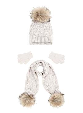 Conjunto Mayoral Gorro Bufanda Beige Ochos Niña