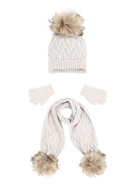 Conjunto Mayoral Gorro Bufanda Beige Ochos Niña