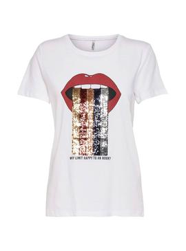 Camiseta Only Collie Blanco Mujer 