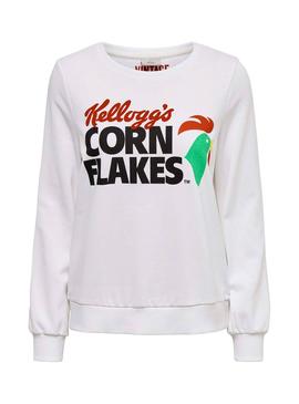 Sudadera Only Kelloggs Blanca Mujer