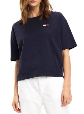 Camiseta Tommy Jeans Badge Marino Para Mujer