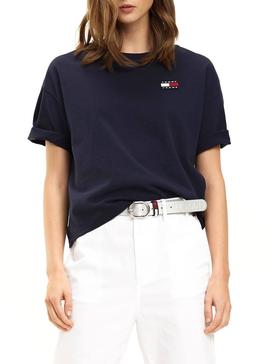 Camiseta Tommy Jeans Badge Marino Para Mujer