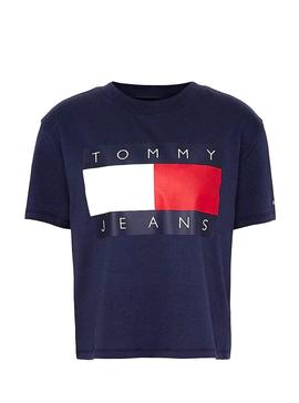 Camiseta Tommy Jeans Flag Marino Para Mujer