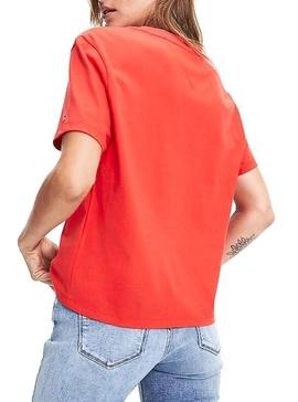 Camiseta Tommy Jeans Flag Rojo Para Mujer