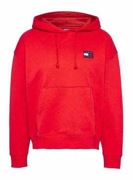 Sudadera Tommy Jeans Badge Hoodie Rojo Mujer