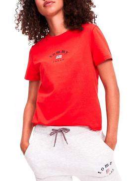 Camiseta Tommy Jeans Essential American Rojo Mujer