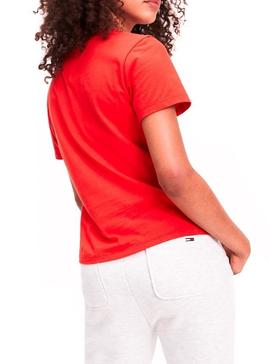 Camiseta Tommy Jeans Essential American Rojo Mujer