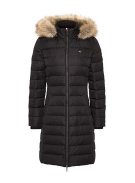 Abrigo Tommy Jeans Essential Hooded Negro Mujer