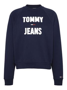 Sudadera Tommy Jeans Logo Raglan Marino Mujer