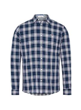 Camisa Tommy Jeans Essential Brushed Azul Hombre
