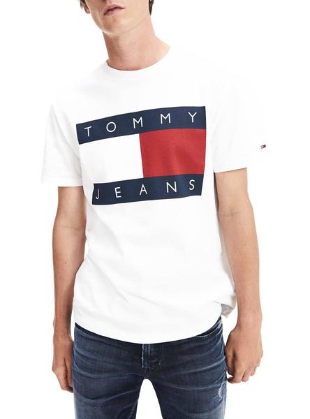 Camiseta tommy jeans hombre blanca sales