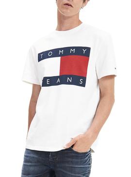 Camiseta Tommy Jeans Big Flag Blanco Hombre