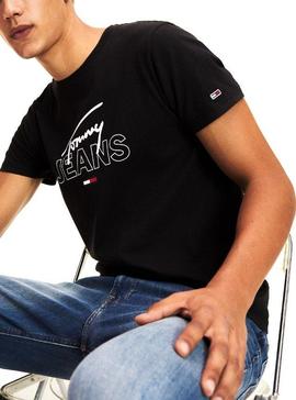 Camiseta Tommy Jeans Script Logo Negro Hombre