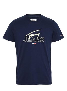 Camiseta Tommy Jeans Script Logo Azul Hombre