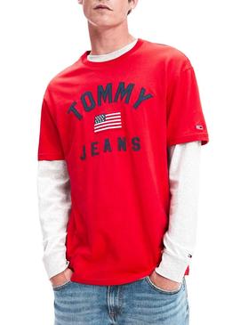 Camiseta Tommy Jeans USA Rojo Hombre
