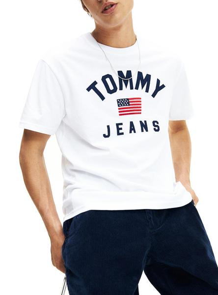 Por nombre póngase en fila Gracias Camiseta Tommy Jeans USA Blanco Hombre
