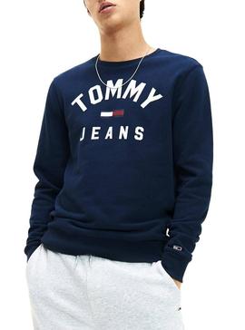 Sudadera Tommy Jeans Essential Flag Azul Hombre