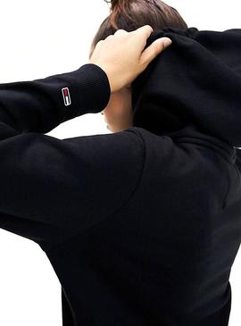 Sudadera Tommy Jeans Linear Logo Negro Para Mujer