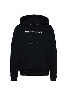 Sudadera Tommy Jeans Linear Logo Negro Para Mujer