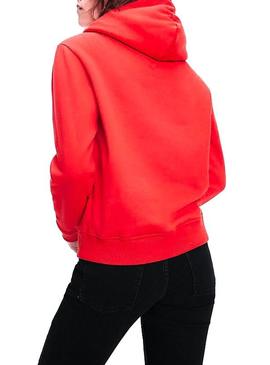 Sudadera Tommy Jeans Linear Logo Rojo Para Mujer