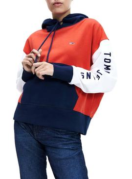 Sudadera Tommy Jeans Color Block Para Mujer