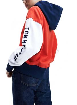 Sudadera Tommy Jeans Color Block Para Mujer