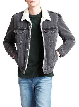 Cazadora Levis Trucker Sherpa Gris Hombre