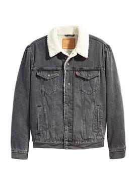 Cazadora Levis Trucker Sherpa Gris Hombre