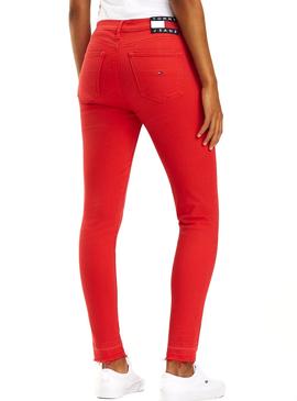 Pantalon Vaquero Tommy Jeans Nora Rojo Mujer