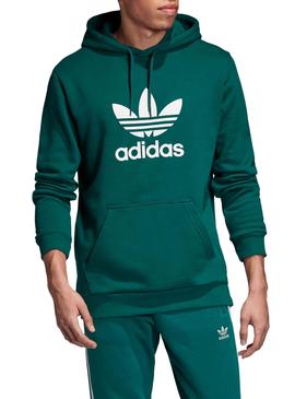 Sudadera Adidas Trefoil  Hoodie Verde Para Hombre