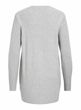 Cardigan Vila Viril Rib Gris Mujer