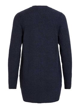 Cardigan Vila Viril Rib Azul Mujer