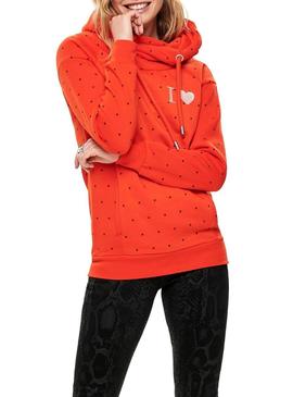 Sudadera Only Melinda Naranja Mujer