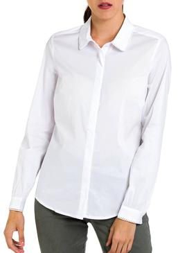 Camisa Naf Naf Blanco Puntilla Para Mujer