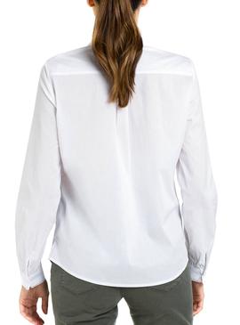 Camisa Naf Naf Blanco Puntilla Para Mujer