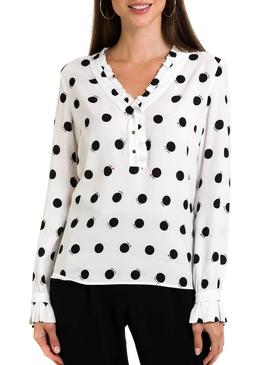 Blusa Naf Naf Lunares Blanco Para Mujer