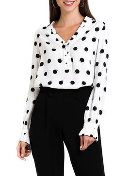 Blusa Naf Naf Lunares Blanco Para Mujer