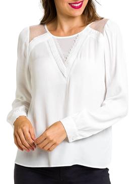 Blusa Naf Naf Plumeti Blanco Para Mujer