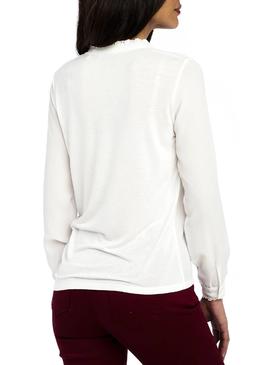 Camisa Naf Naf Puntilla blanco Para Mujer