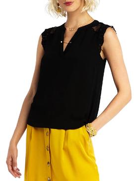 Top Naf Naf Cadena Negro Para Mujer