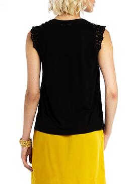 Top Naf Naf Cadena Negro Para Mujer