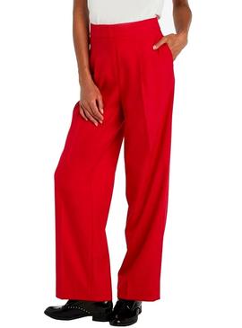 Pantalon Naf Naf Pinzas Rojo Para Mujer