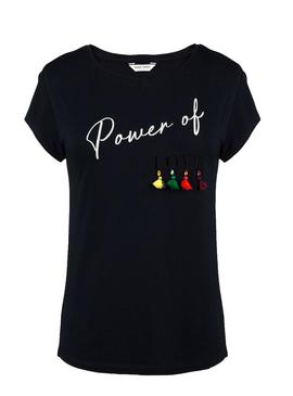 Camiseta Naf Naf Pompones Marino Para Mujer