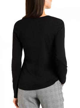 Camiseta Naf Naf Manga Larga Negro Para Mujer